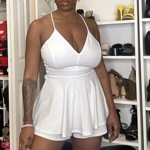 All white layered romper